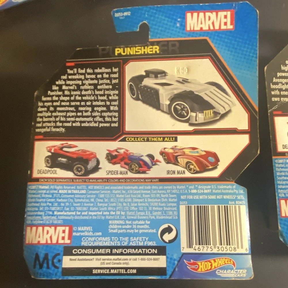 Hot Wheels Character Cars Marvel Lot 4 Diecast 1:64 2017 Spider-Man Iron Man